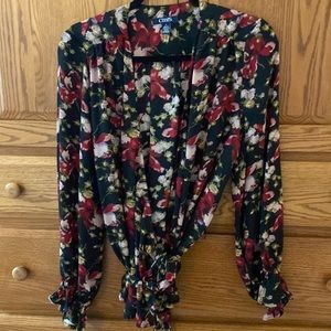 Chaps Wrap Around Long Sleeve Blouse Size M